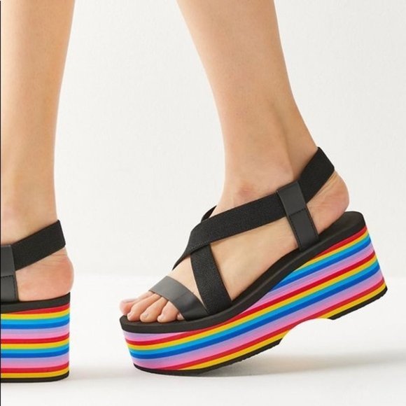 rocket dog rainbow platform sandals
